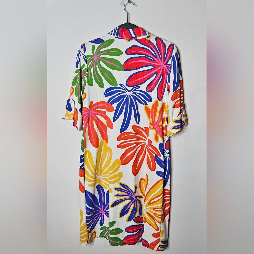 J. McLaughlin Floral Colorful Catalina Cloth Womens LG‎ Collar Shift Dress RARE - Picture 5 of 5